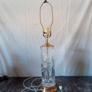 Vintage Crystal Cut Glass and Brass Lamp